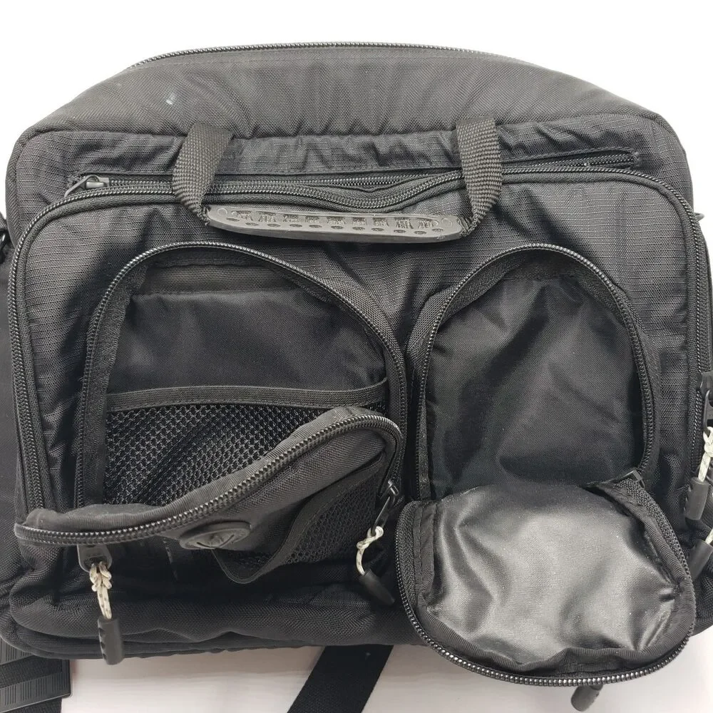 Vintage LL Bean Black Padded Laptop Messenger Bag Briefcase Satchel Multi Pocket